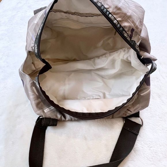 LeSportsac Suzette Satchel Tavel Bag Gray Print Lightweight Shoulder Bag - Picture 9 of 9